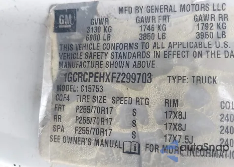 2015 Chevrolet Silverado 1500 Ls из США, поврежденный, VIN 1GCRCPEC6FZ394473